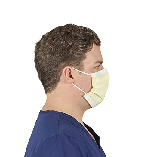 HALYARD Disposable Procedure Mask, Pleat-Style w/Earloops, Yellow, 47117 (Box of 50)