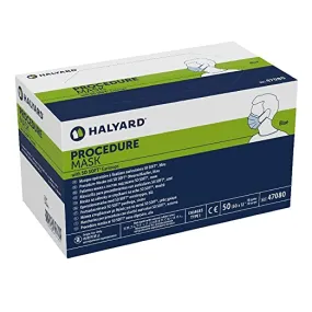 HALYARD Disposable Procedure Mask w/SO Soft Earloops, Pleat-Style, Blue, 47080 (Box of 50)