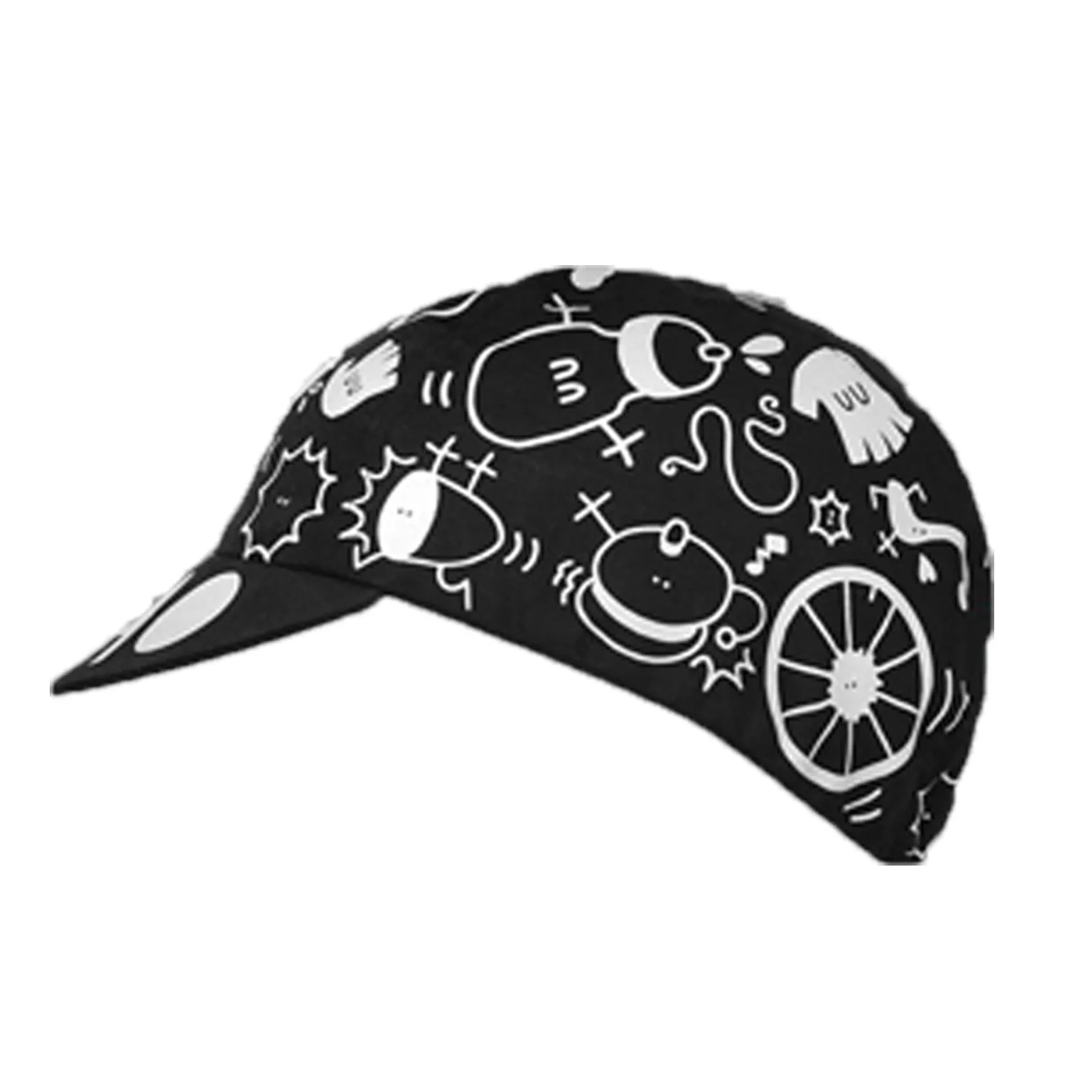 Hello Cartoon Print Black White Cycling Caps Summer Polyester Quick Drying Bicycle Balaclava Team Bike Hats Cool