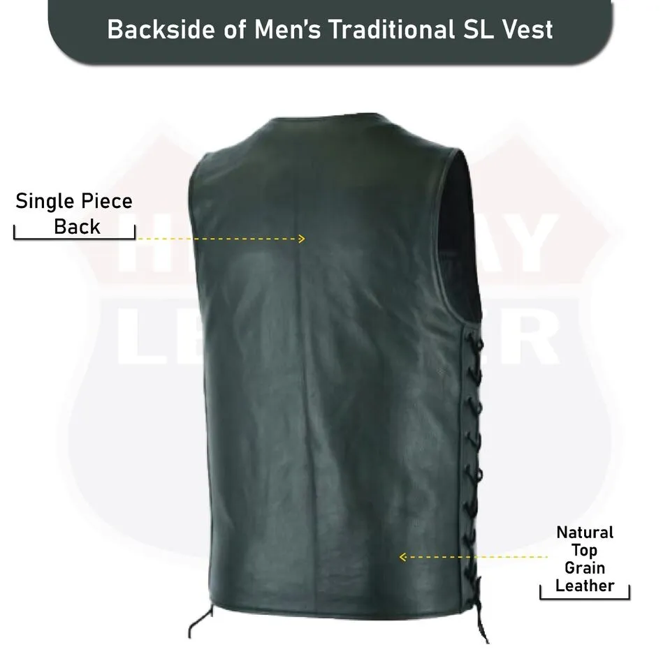 HL2611NKD BLACK Straight bottom Gun pocket leather vest