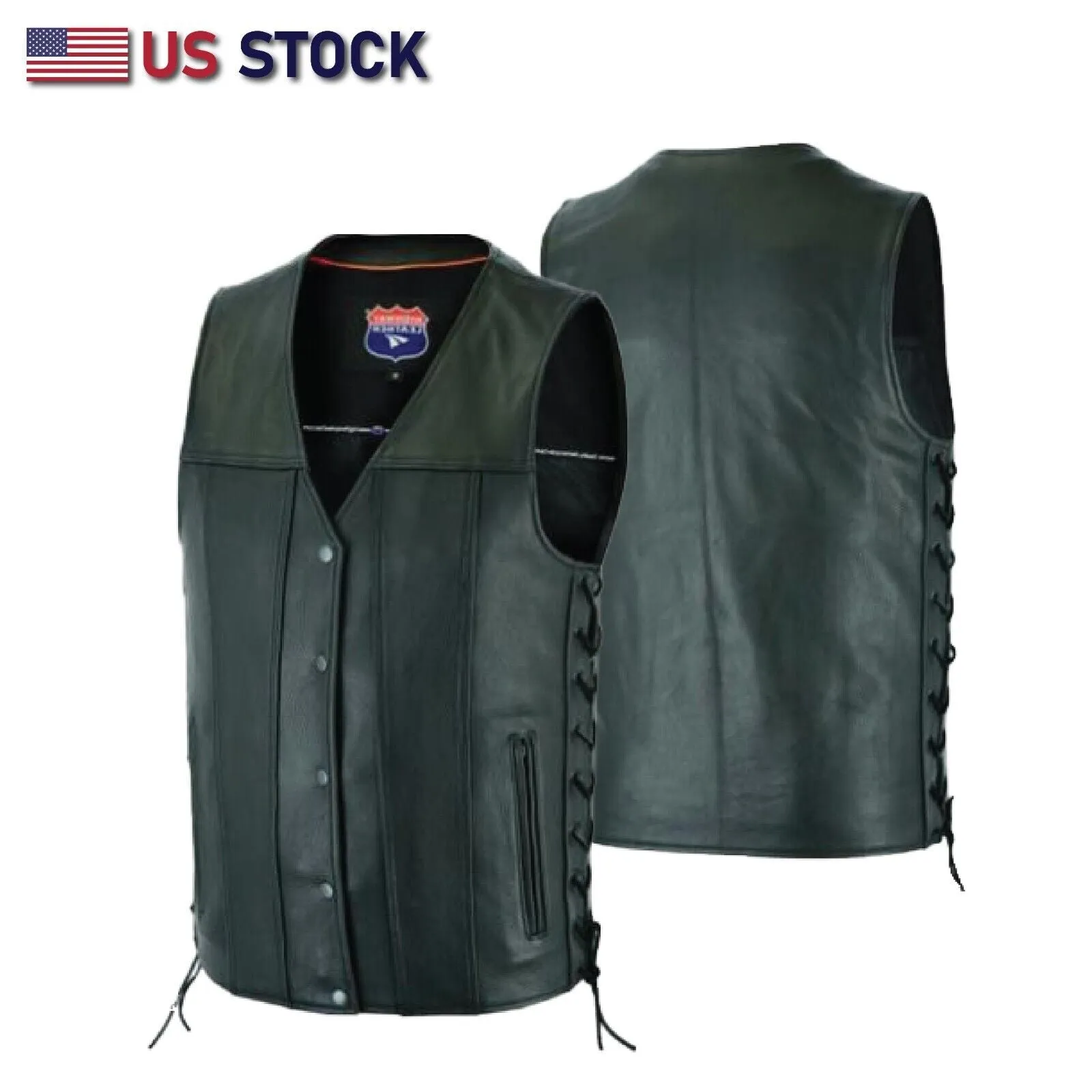 HL2611NKD BLACK Straight bottom Gun pocket leather vest