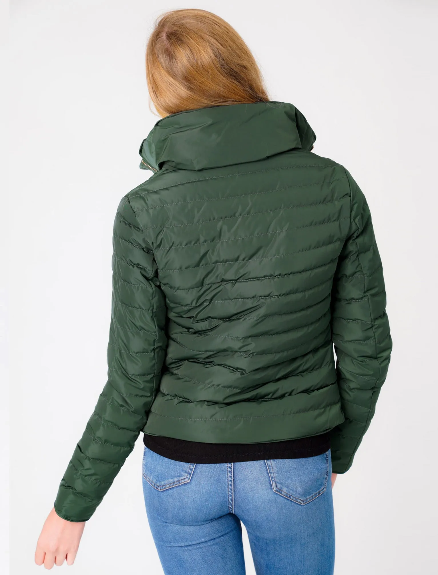 Honey 2 Funnel Neck Quilted Jacket in Dark Green - Tokyo Laundry