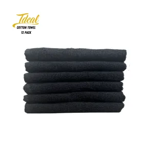 Ideal Cotton Barber Towels Black (12 Pack)