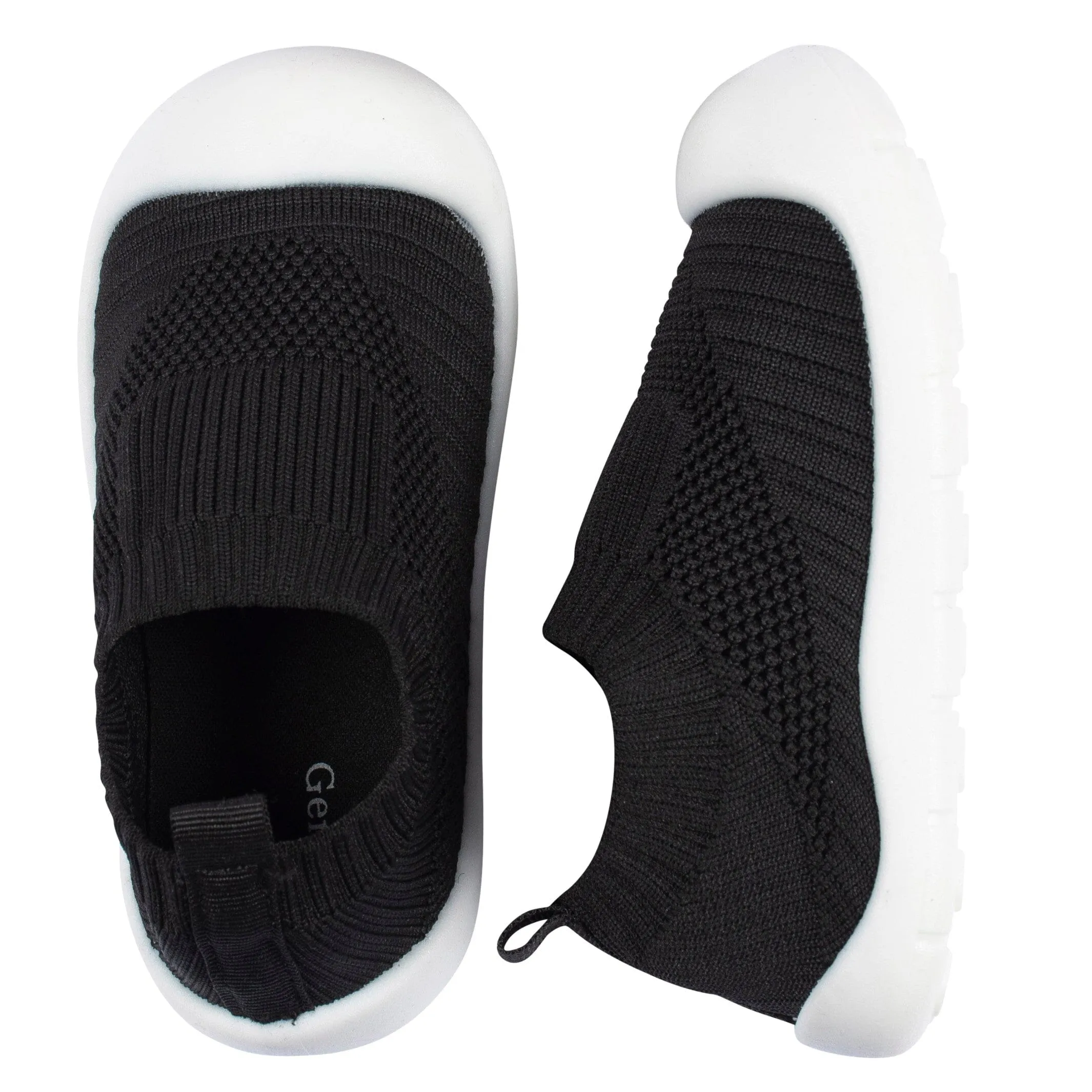 Infant & Toddler Neutral Black Stretchy Knit Slip-On Sneaker