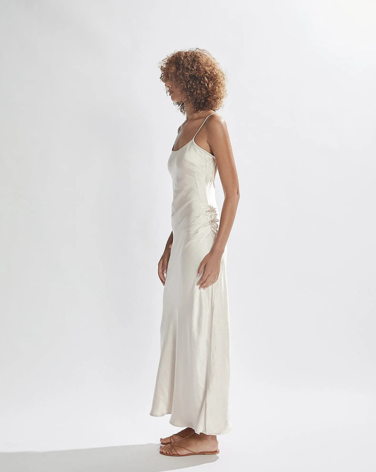 Isla Satin Slip Dress Pearl