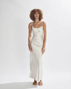 Isla Satin Slip Dress Pearl