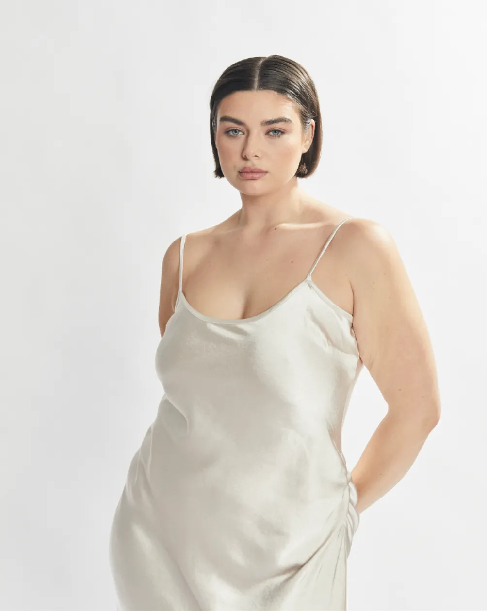 Isla Satin Slip Dress Pearl