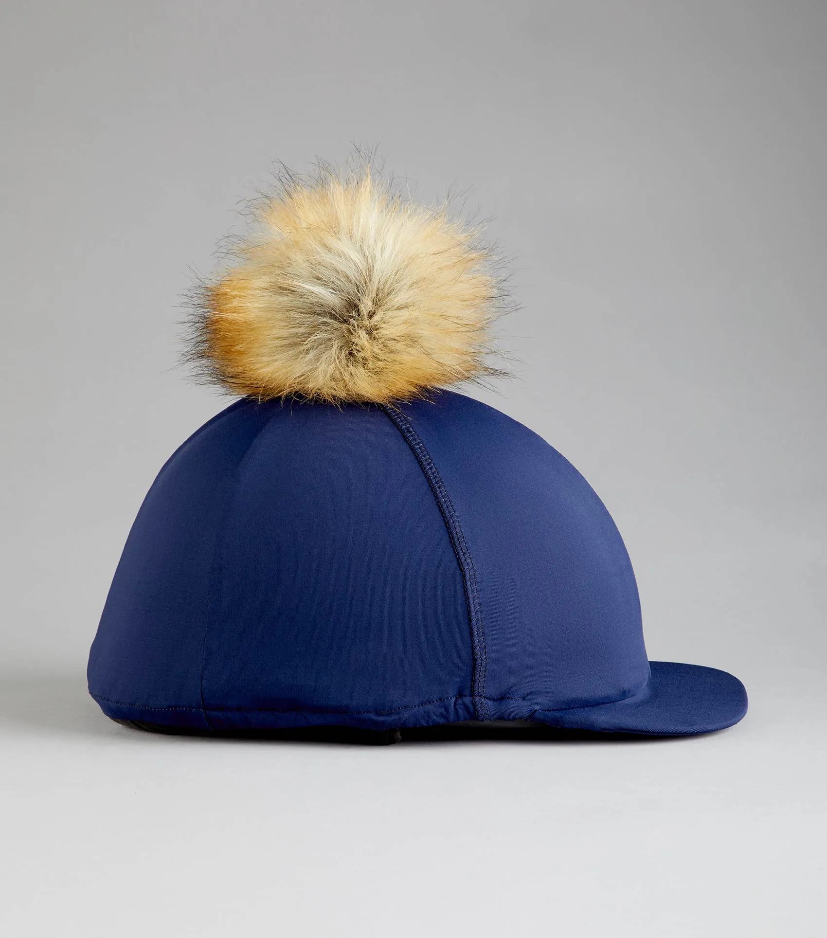 Jersey Hat Silk with Faux Fur Pom Pom Navy