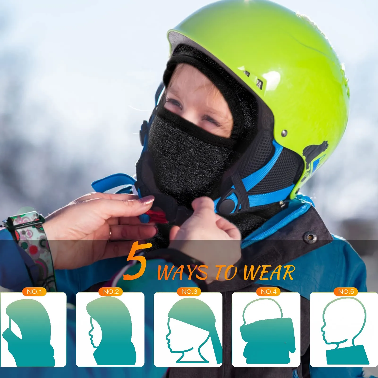 Kids Hooded Windproof Ski Face Cover