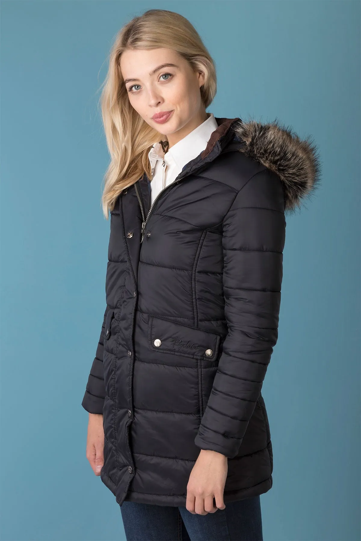 Ladies Long Fur Trim Coat - Arram