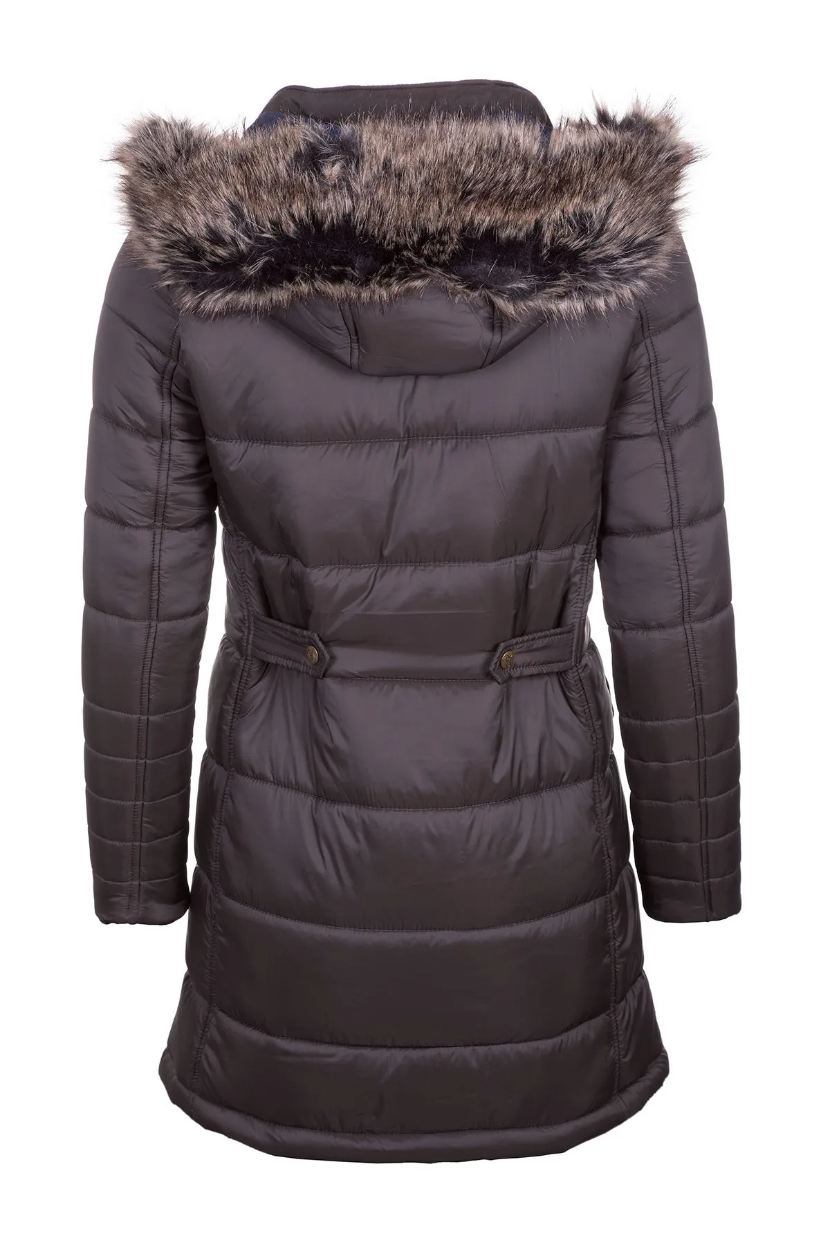 Ladies Long Fur Trim Coat - Arram