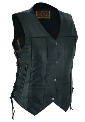 Leather Women's 6 Pocket Utility Lace Side Leather Vest