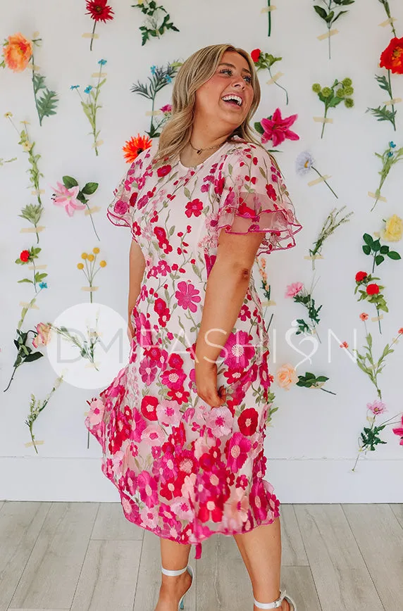 Lillian Duchess Hot Pink Floral Dress - DM Exclusive