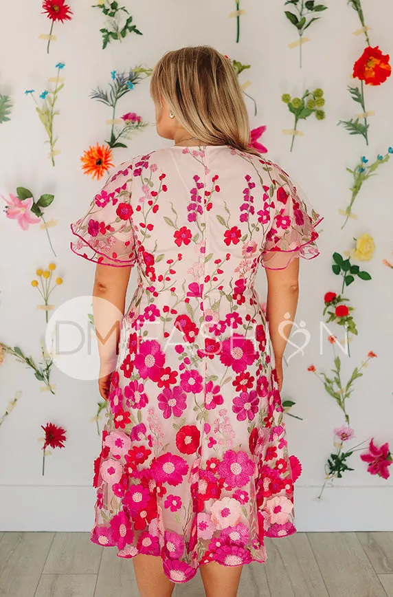 Lillian Duchess Hot Pink Floral Dress - DM Exclusive