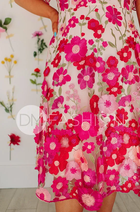 Lillian Duchess Hot Pink Floral Dress - DM Exclusive