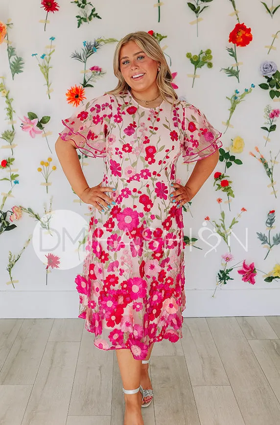 Lillian Duchess Hot Pink Floral Dress - DM Exclusive