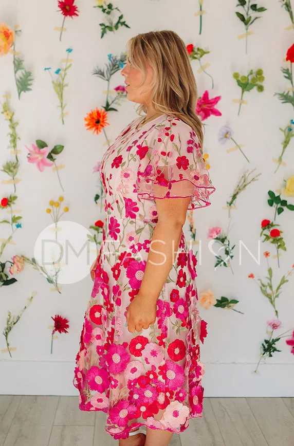 Lillian Duchess Hot Pink Floral Dress - DM Exclusive