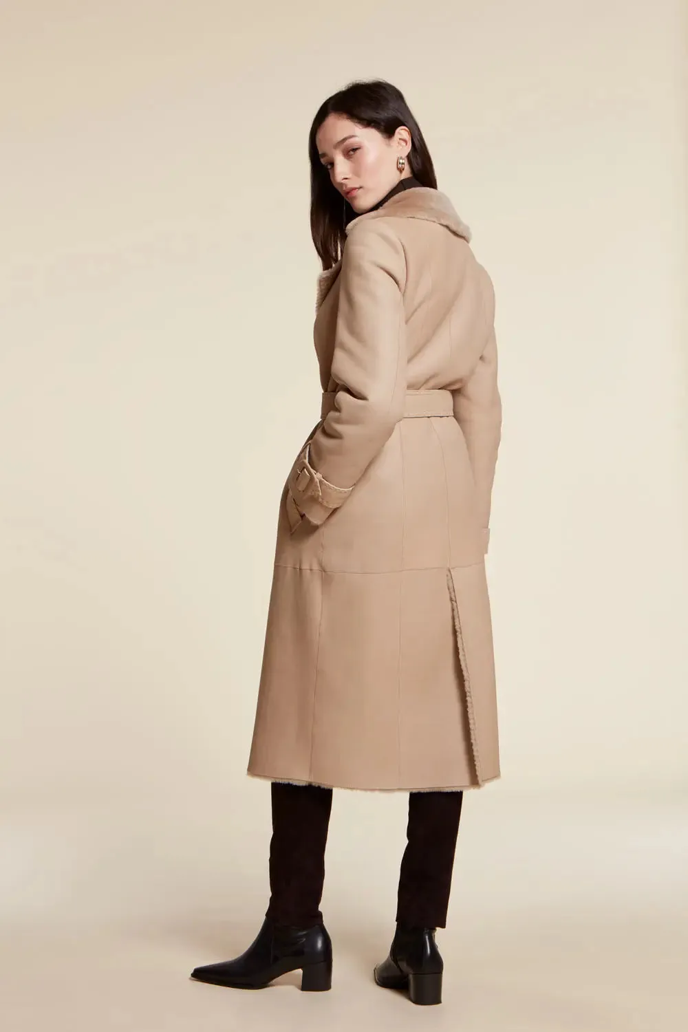 Long shearling coat womens