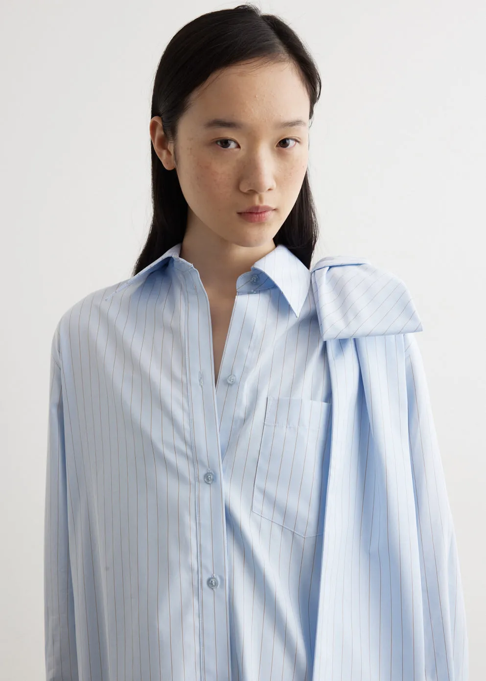 Long Shoulder Bow Masculine Shirt