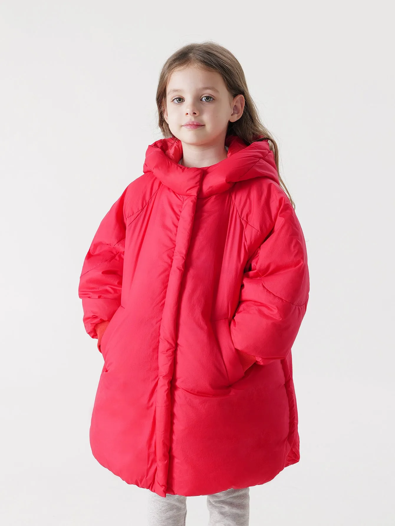 MARC & JANIE Girls Ultralight Hooded Down Mid-Length Coat 213655