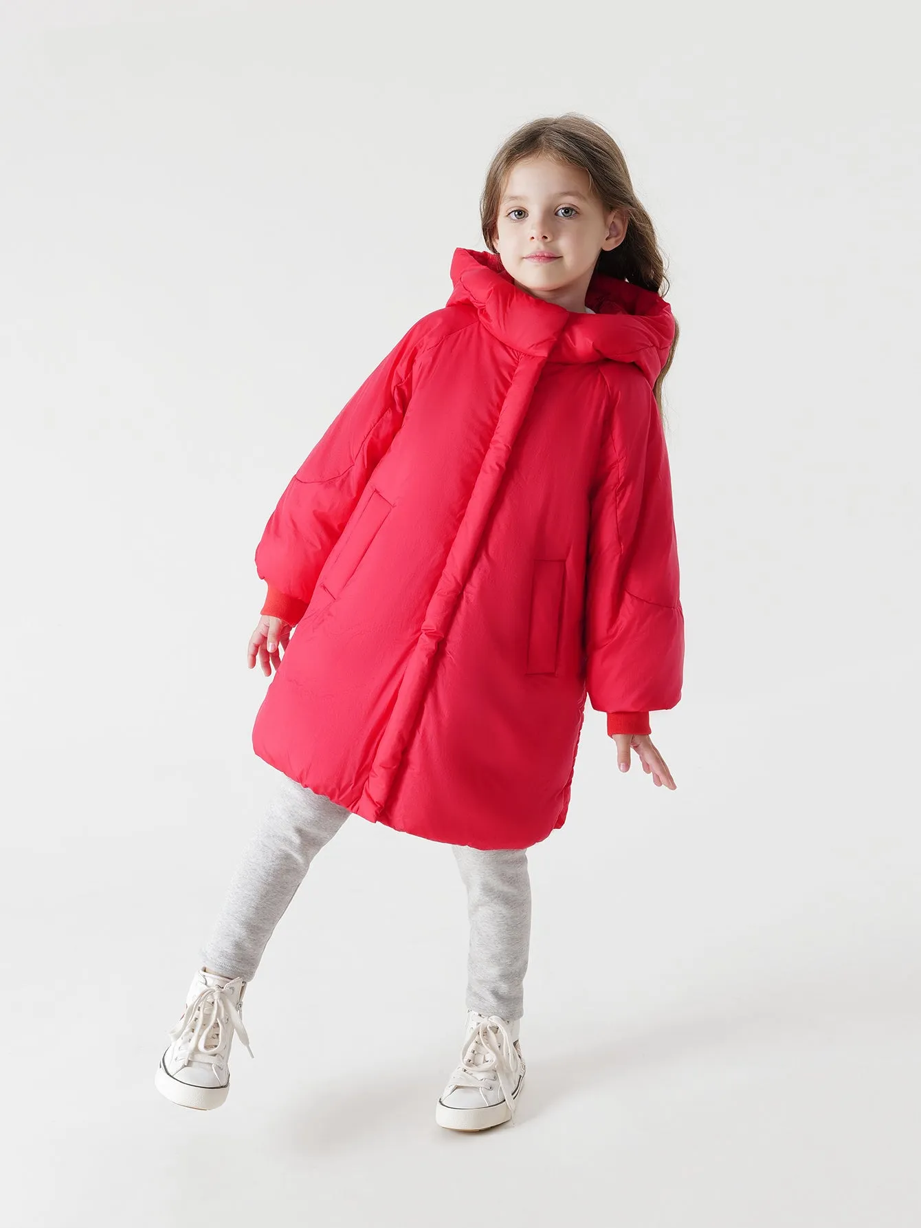 MARC & JANIE Girls Ultralight Hooded Down Mid-Length Coat 213655