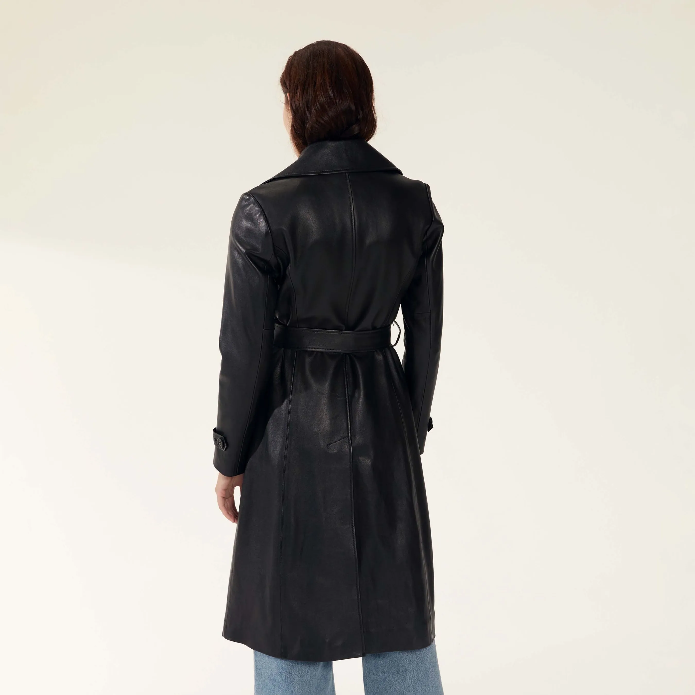 Margot Lambskin Leather Trench Coat