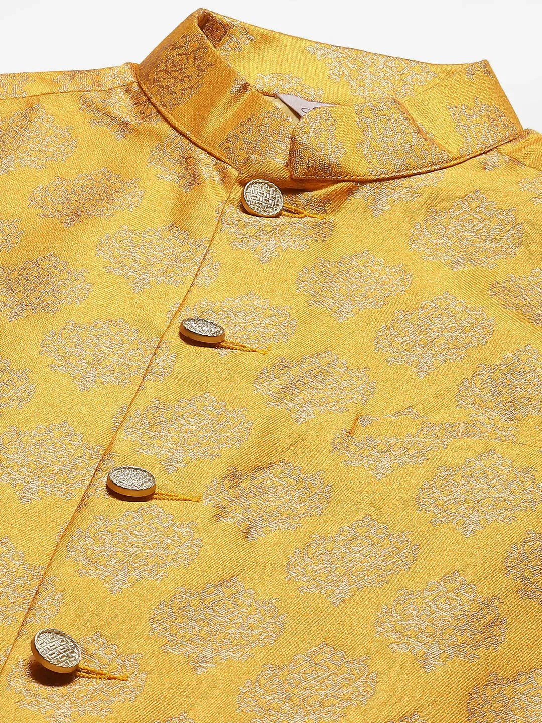 Men'S Mustard Printed Nehru Jacket