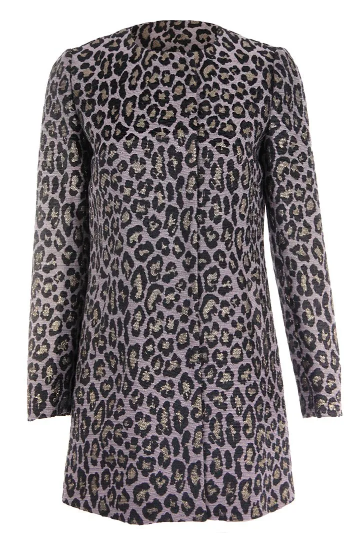 Metallic Leopard Print Coat