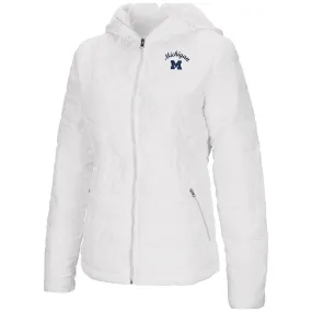 Michigan Wolverines Colosseum WOMEN'S White "As You Wish" Hooded Puffer Jacket