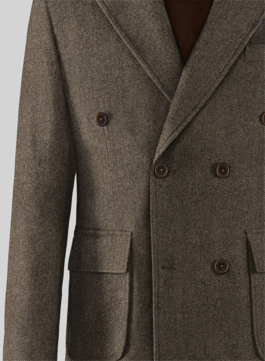 Musto Vintage Dark Brown Herringbone Tweed Overcoat