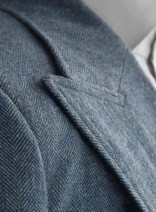 Musto Vintage Herringbone Blue Tweed Overcoat