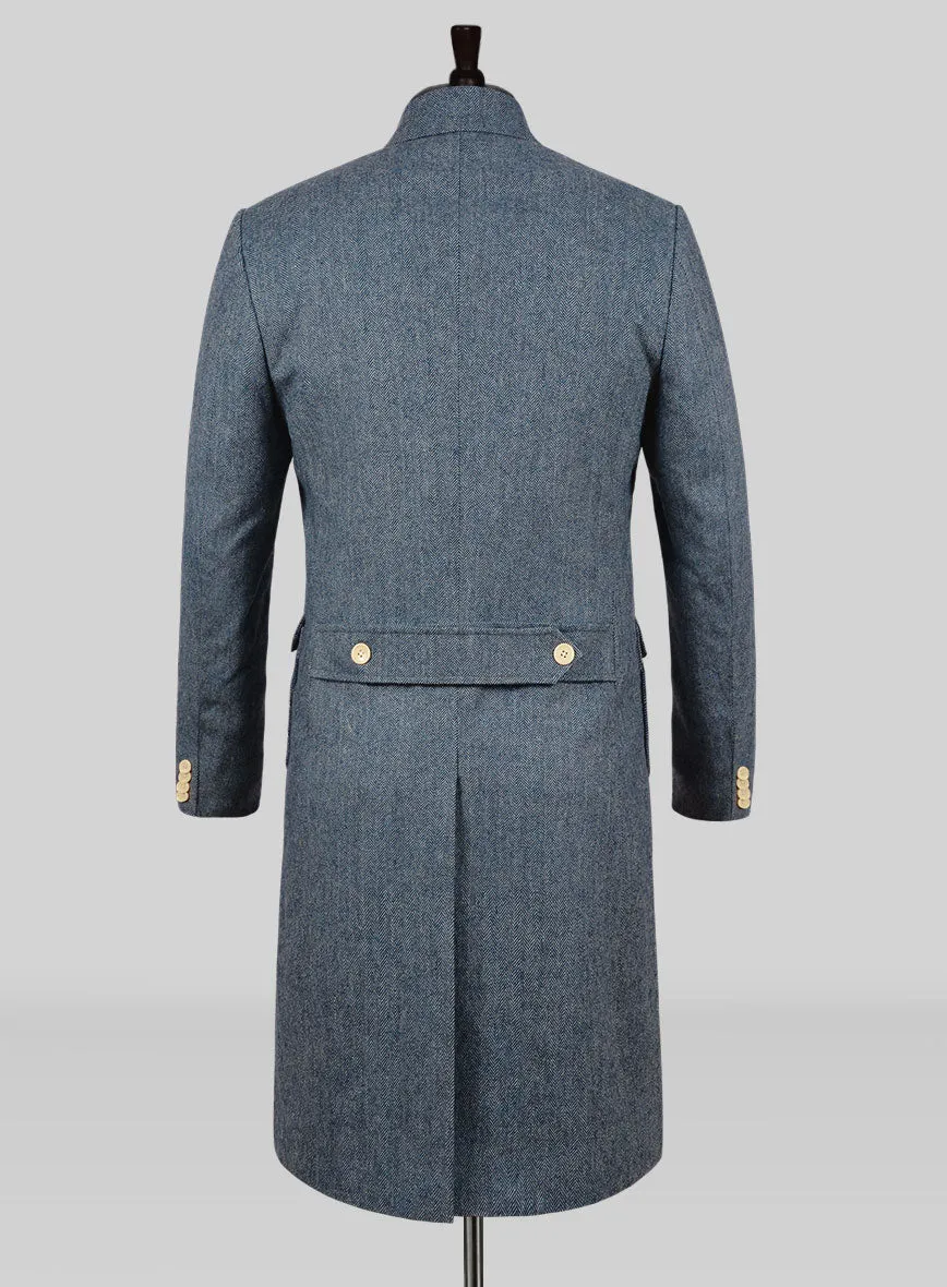 Musto Vintage Herringbone Blue Tweed Overcoat