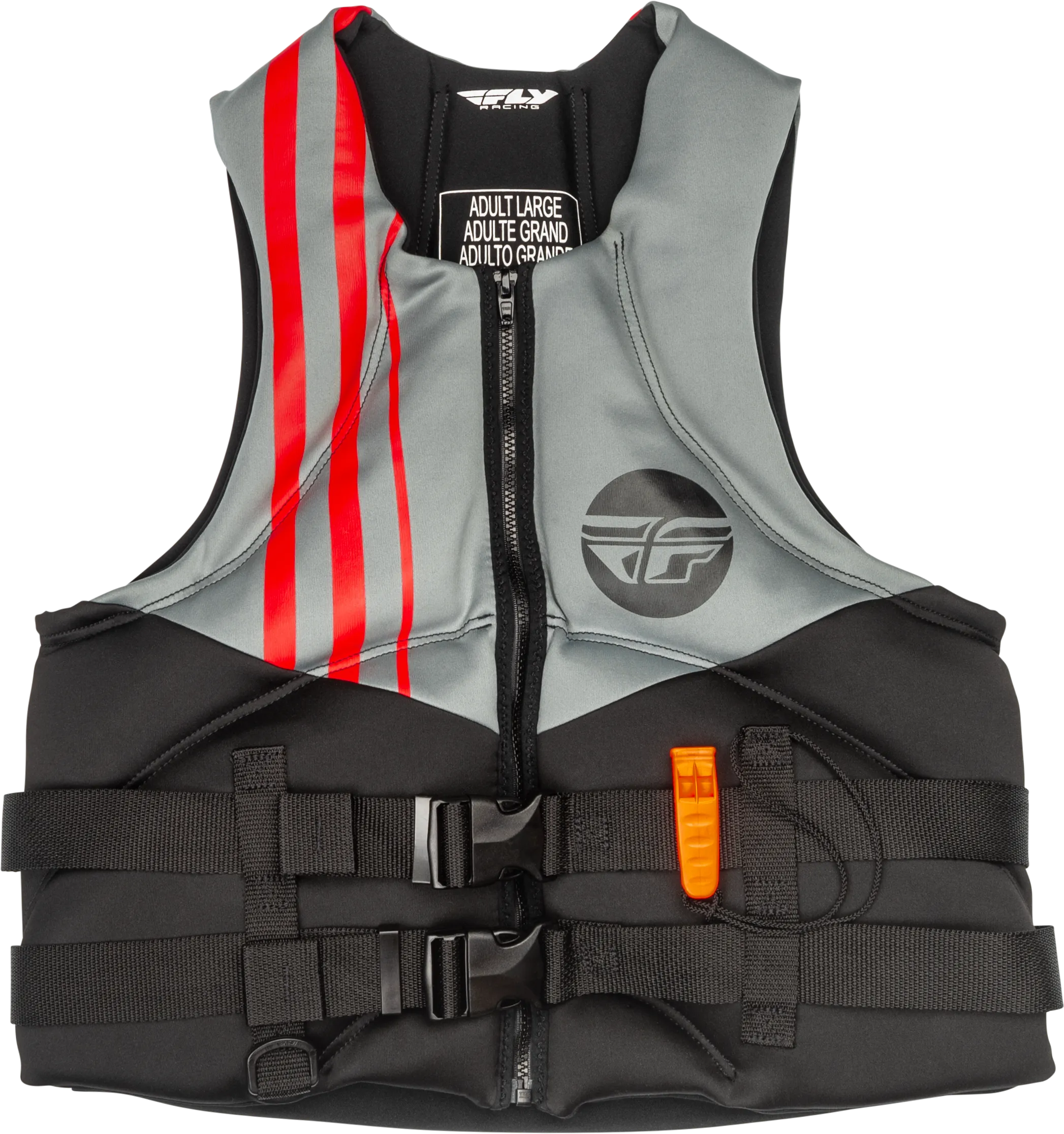 NEOPRENE FLOTATION VEST BLACK/GREY/RED LG