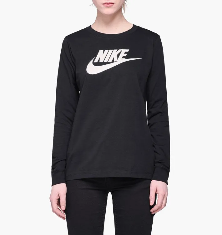 Nike Apparel  Bv6171-010 W Nsw Tee Essntl Ls Icon Ftr LIFESTYLE WOMEN Black