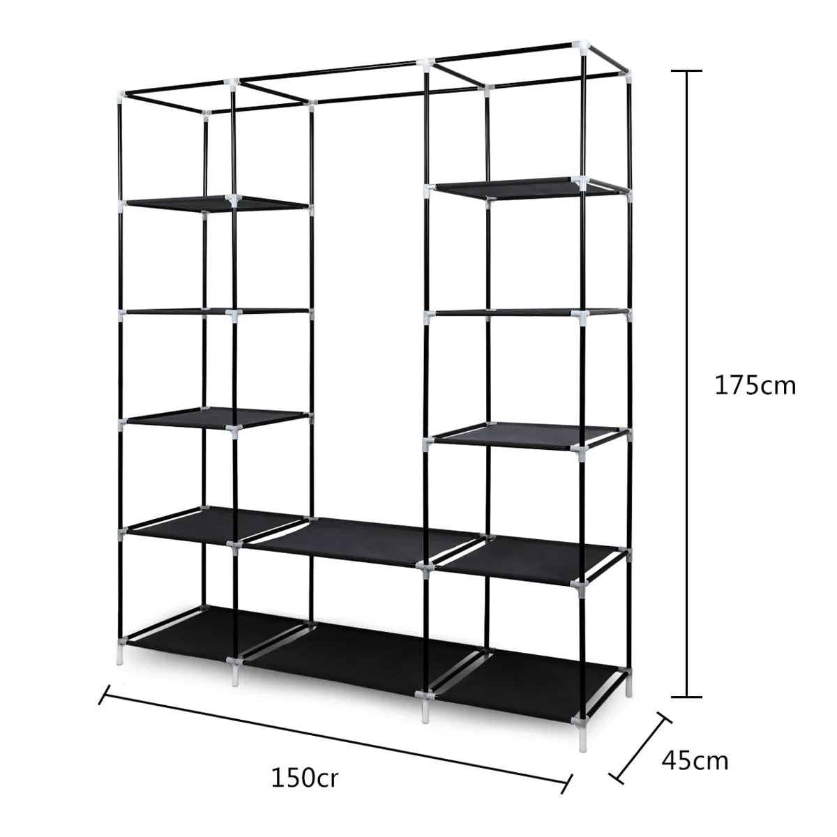 Non-woven Fabric Foldable Wardrobe, Black/Blue Color