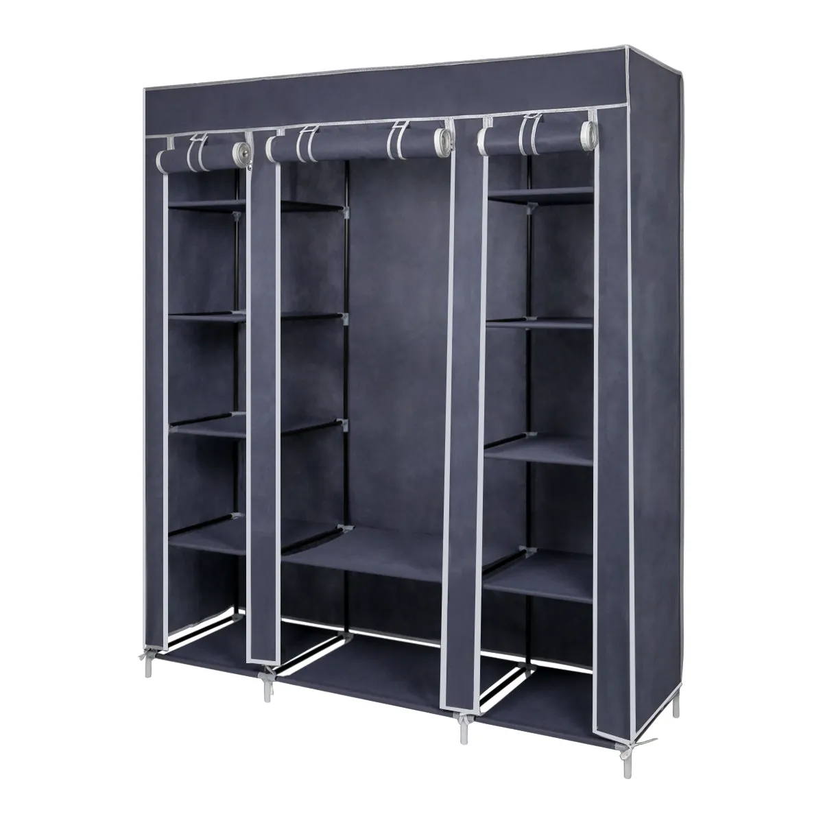 Non-woven Fabric Foldable Wardrobe, Black/Blue Color