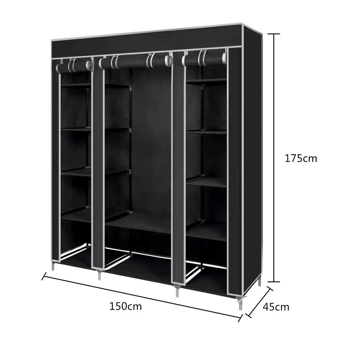 Non-woven Fabric Foldable Wardrobe, Black/Blue Color