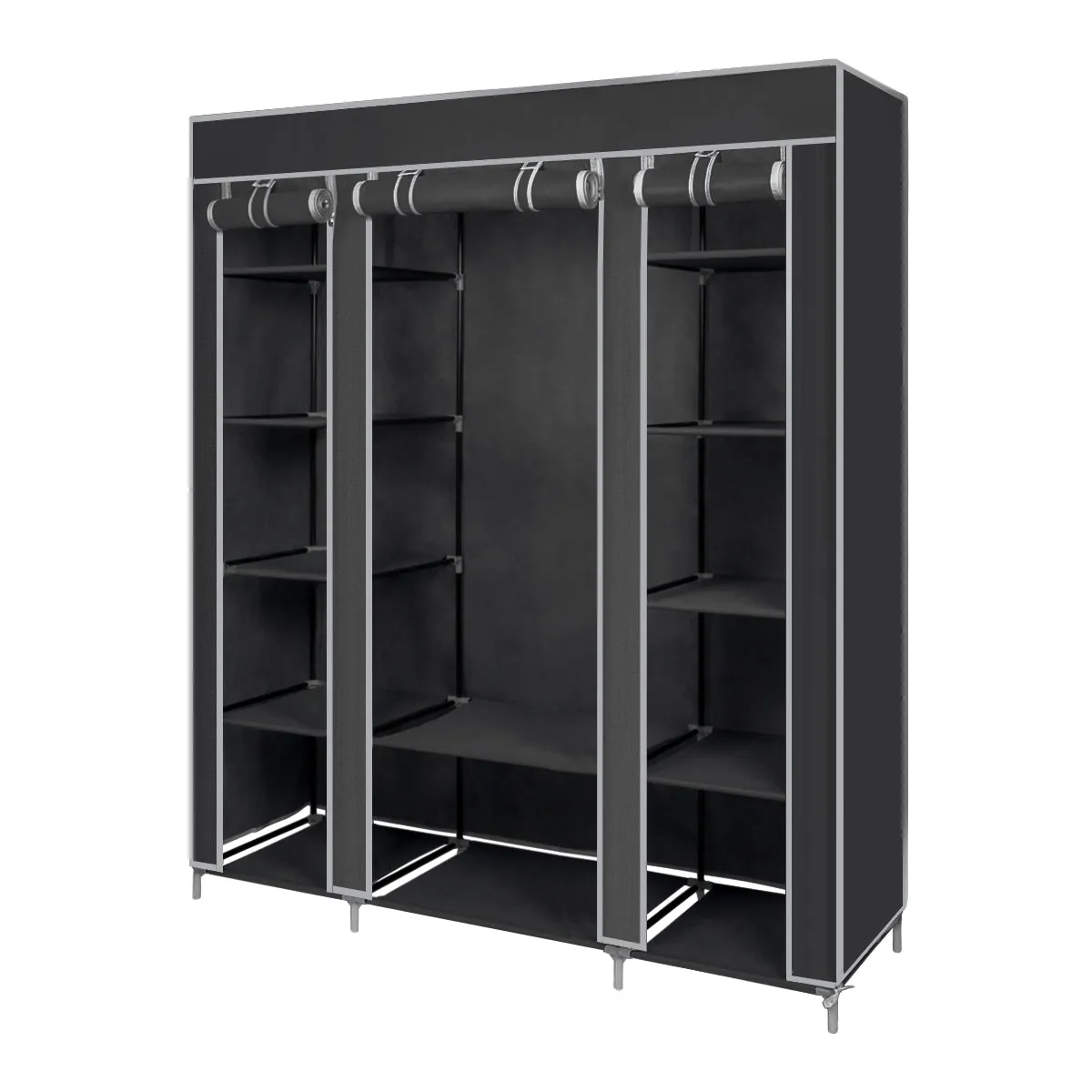 Non-woven Fabric Foldable Wardrobe, Black/Blue Color