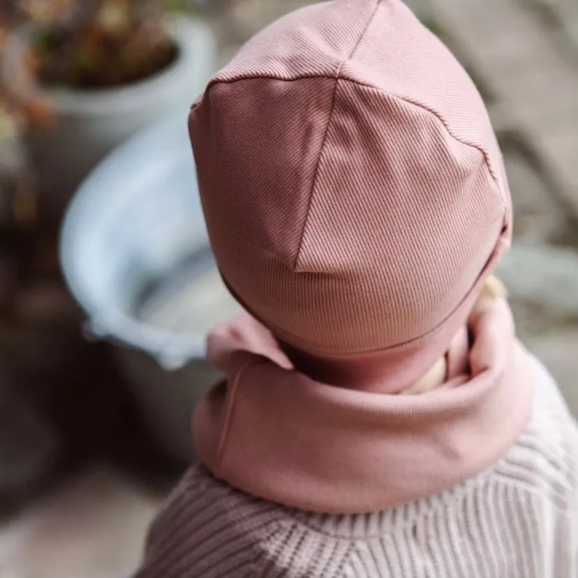 Organic Rib Beanie - Dusty Rose