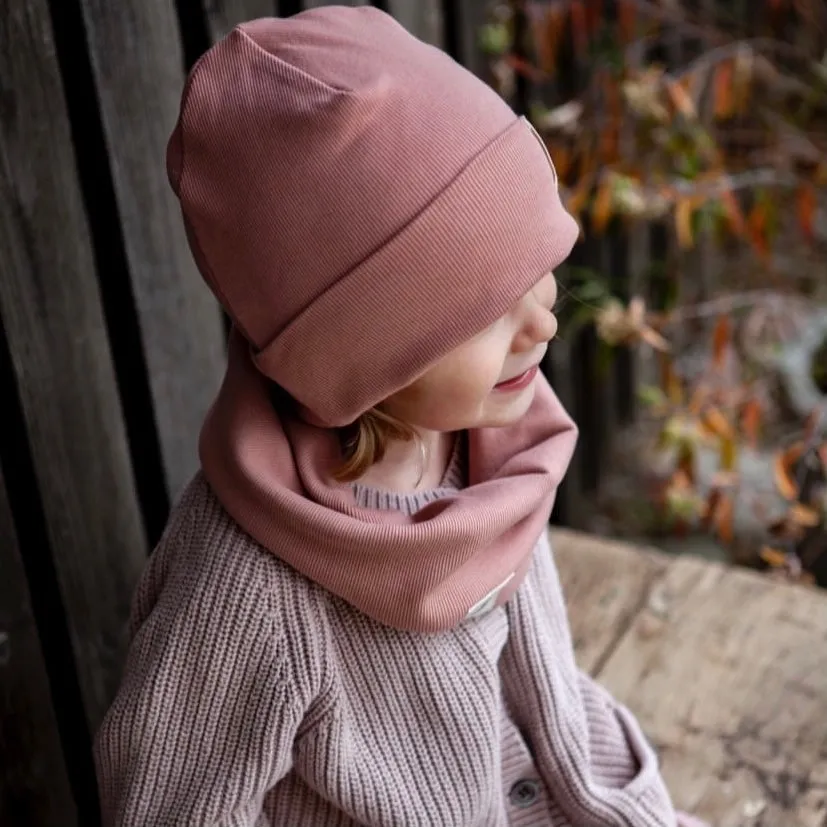 Organic Rib Beanie - Dusty Rose