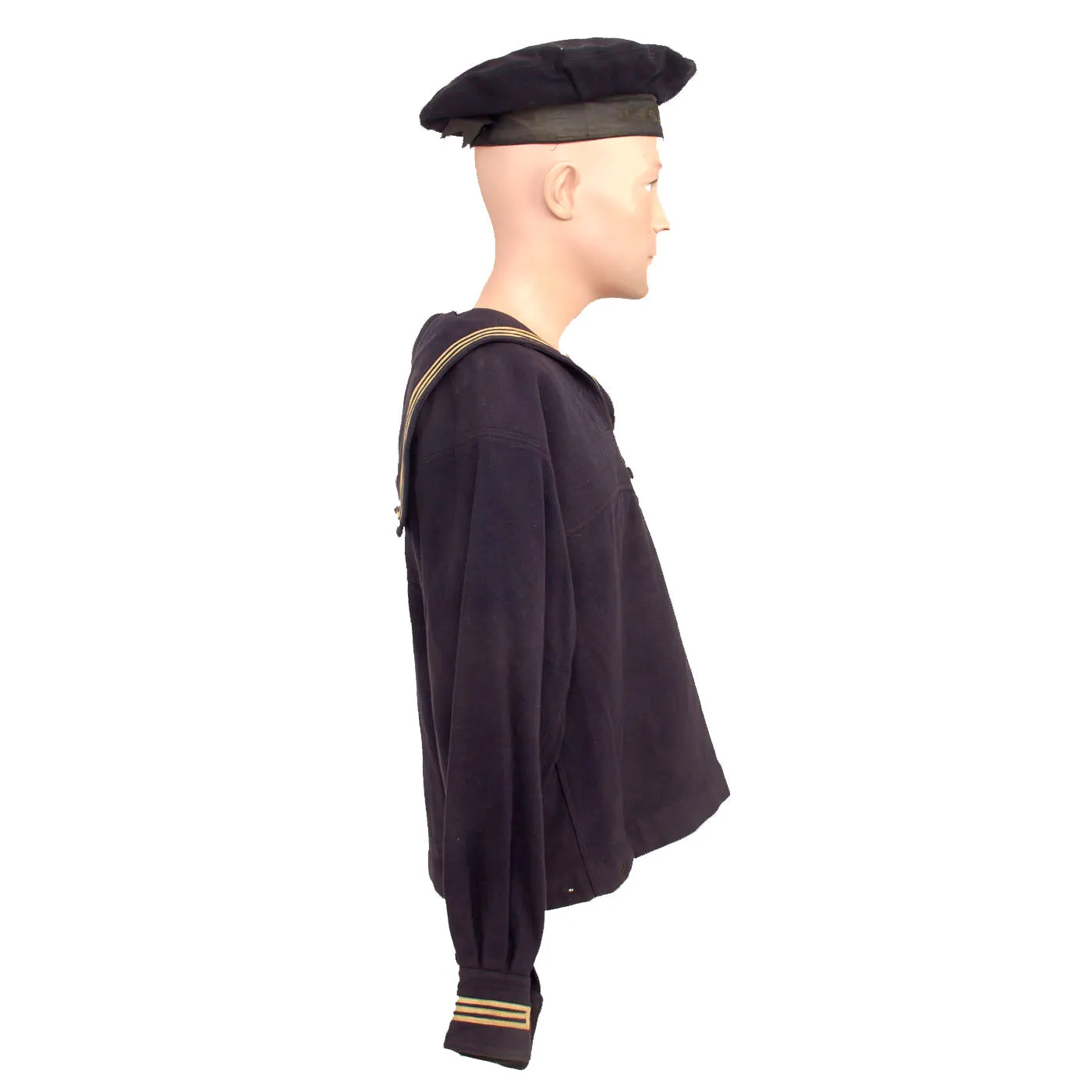 Original U.S. WWI US Navy Named Service Dress Blue Uniform Jumper with U.S.S. Kaiserin Auguste Victoria “Flat Cap”