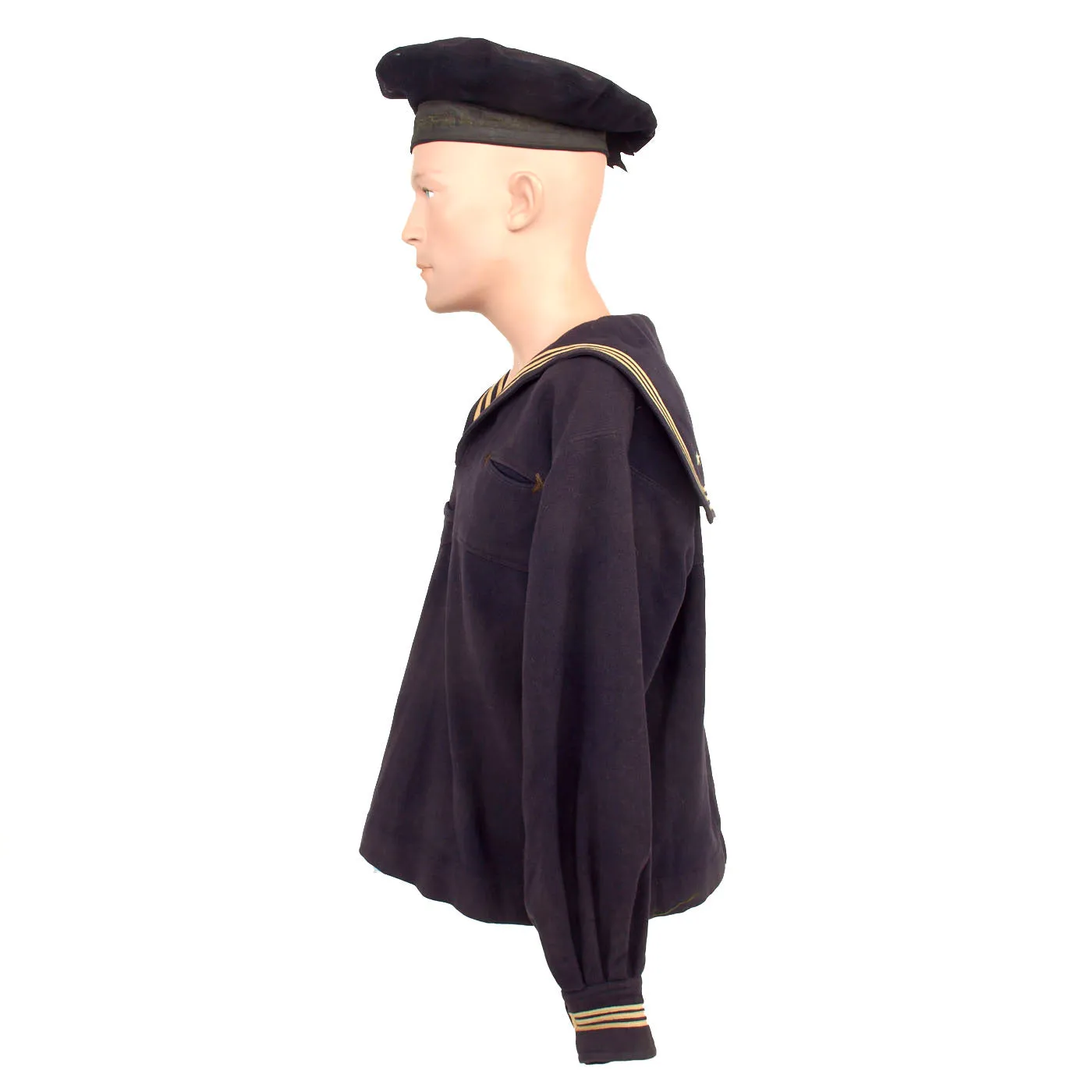 Original U.S. WWI US Navy Named Service Dress Blue Uniform Jumper with U.S.S. Kaiserin Auguste Victoria “Flat Cap”