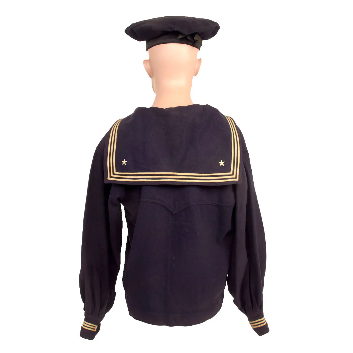 Original U.S. WWI US Navy Named Service Dress Blue Uniform Jumper with U.S.S. Kaiserin Auguste Victoria “Flat Cap”