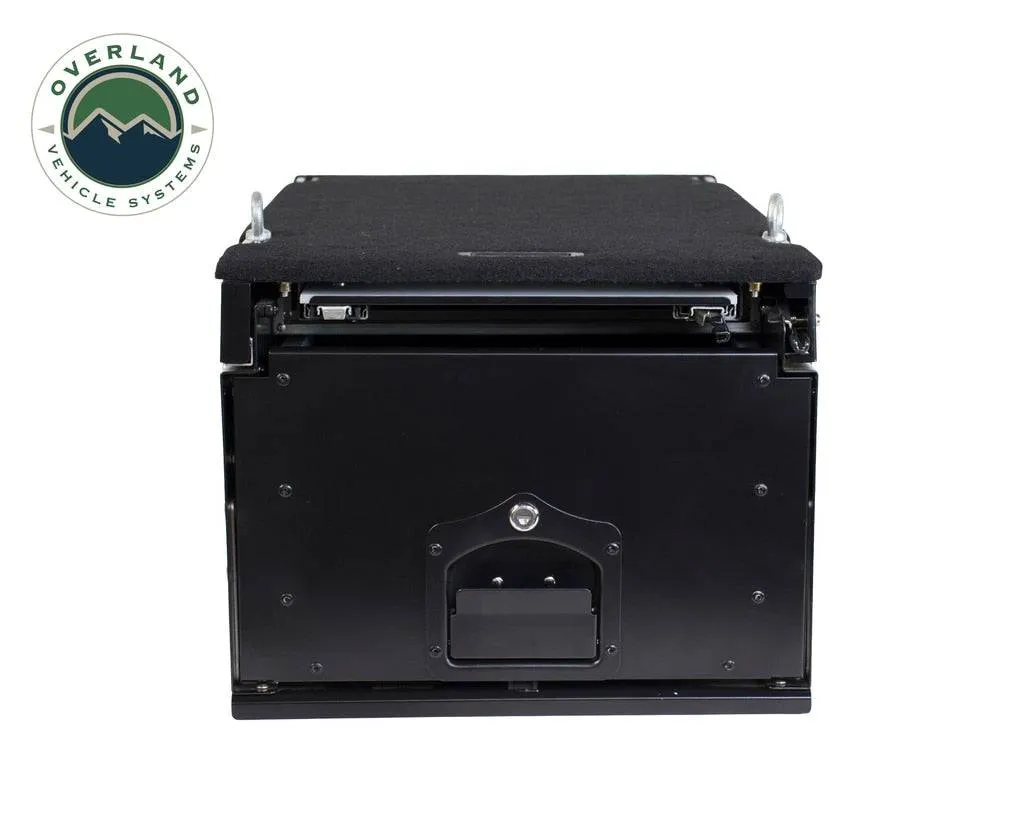 Overland Vehicle Systems Cargo Box With Slide Out Drawer & Working Station Size - Black Powder Coat | Universal