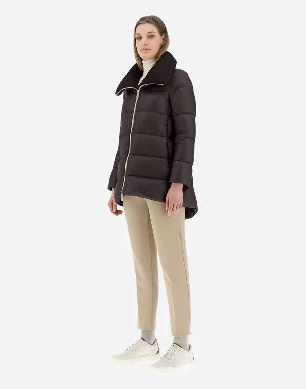 Oversized Ultralight Nylon and Lady Jacket in Brown