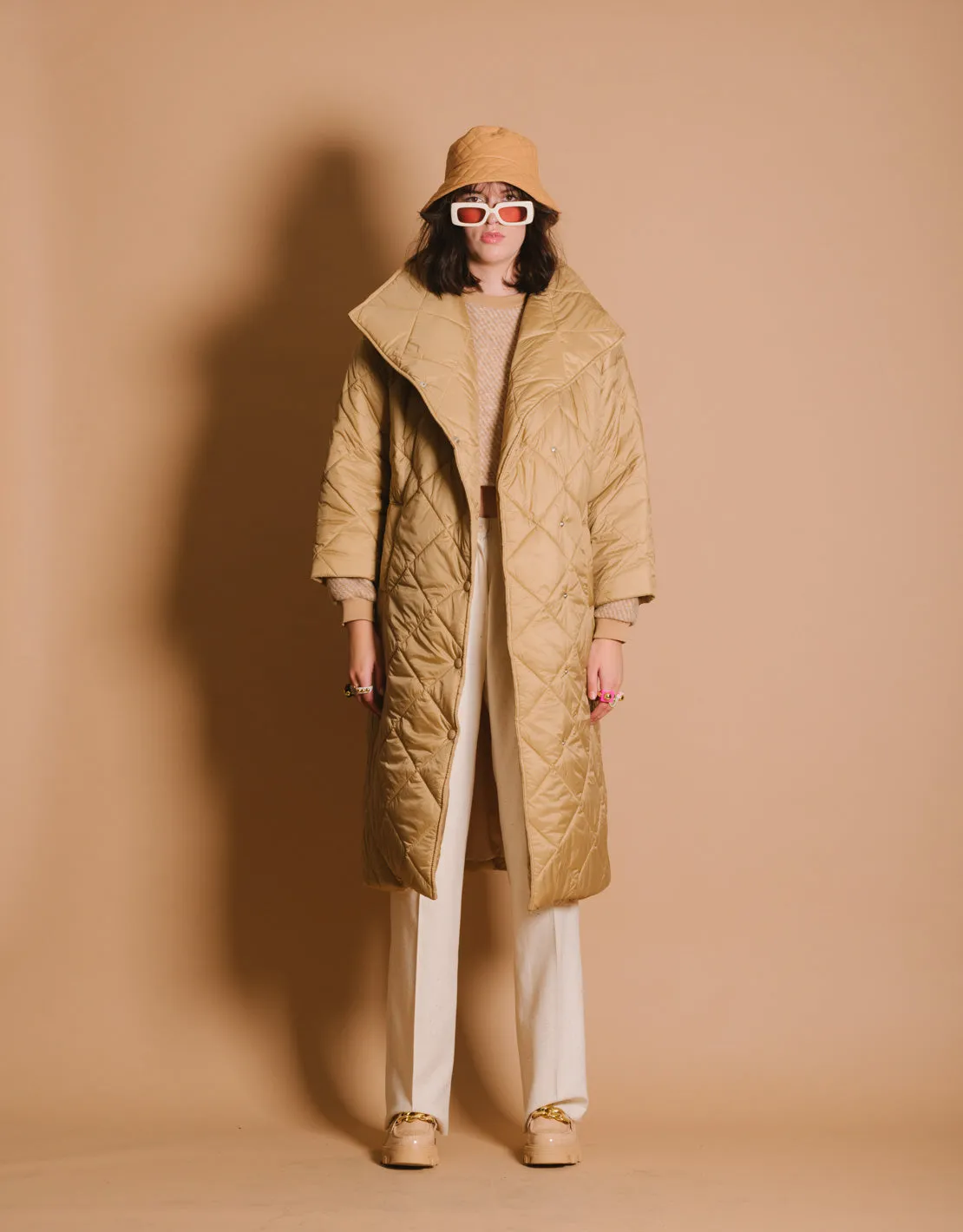 Padded quilted oversized coat