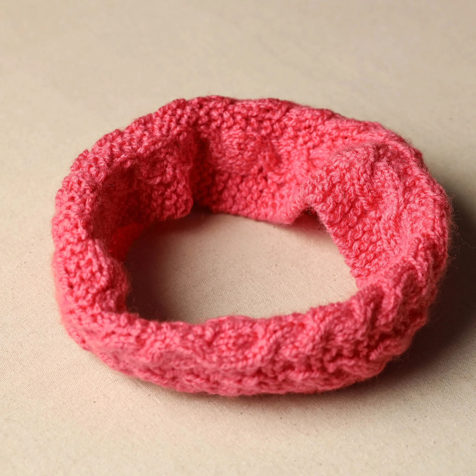 Pink - Kumaun Hand Knitted Woolen Warm Headband 32