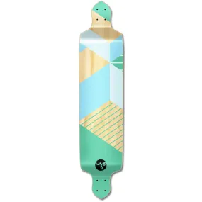 Punked Drop Down Longboard Deck - Geometric Series - Green