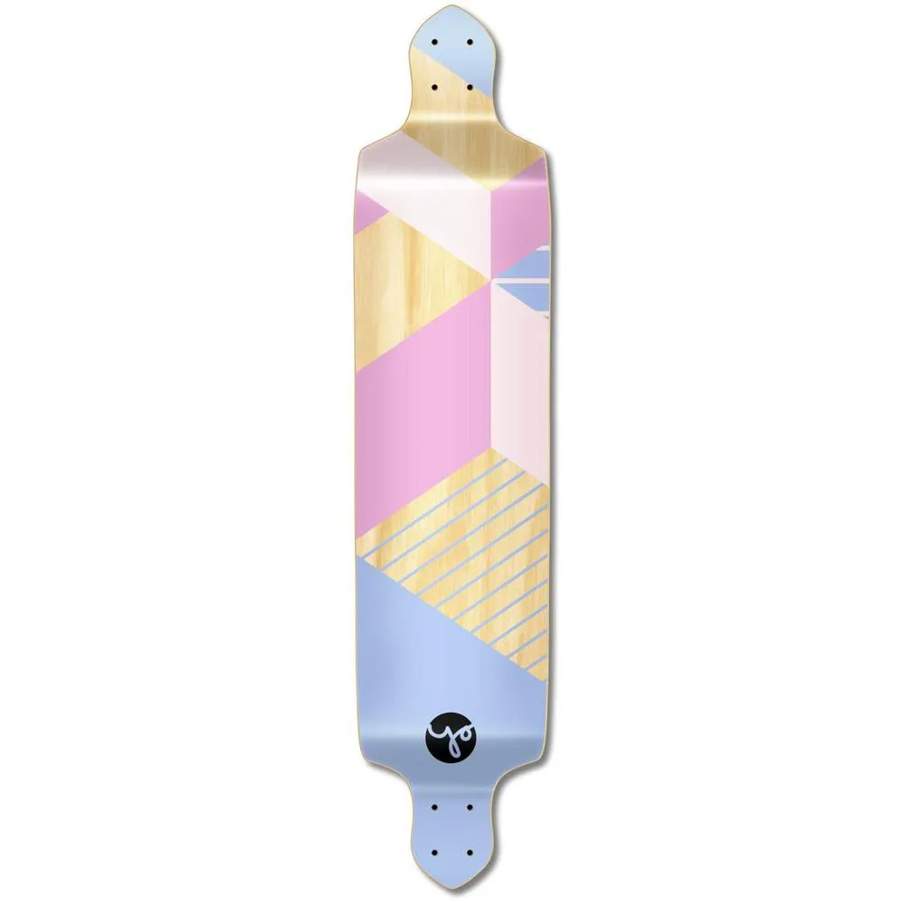 Punked Drop Down Longboard Deck -  Geometric Series - Purple