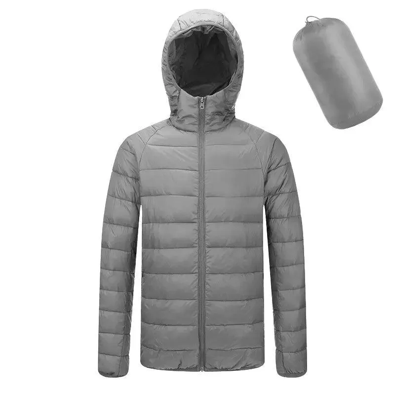 r Men's Lightweight Hooded Coat Winter Warm Solid Color ZippeJacket Fashion Men's coat